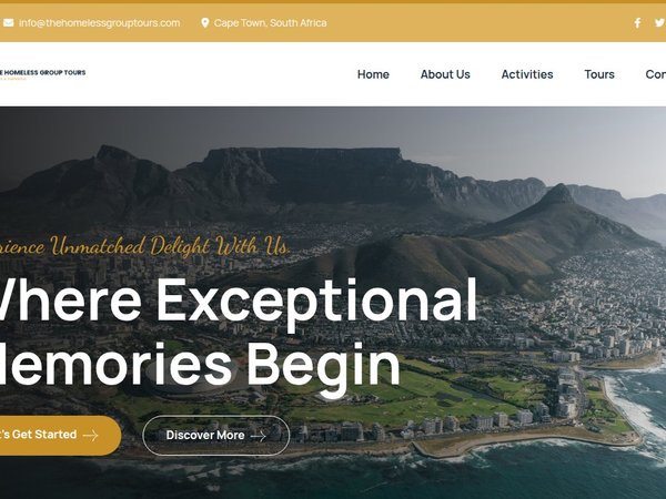 The Homeless Group Tours website screenshot