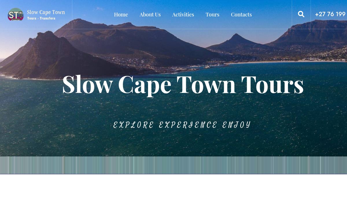 Slow Cape Town Tourz website homepage, desktop view