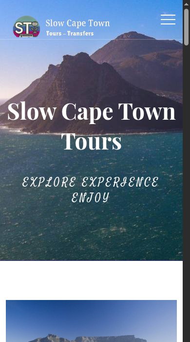 Slow Cape Town Tourz website homepage, mobile view